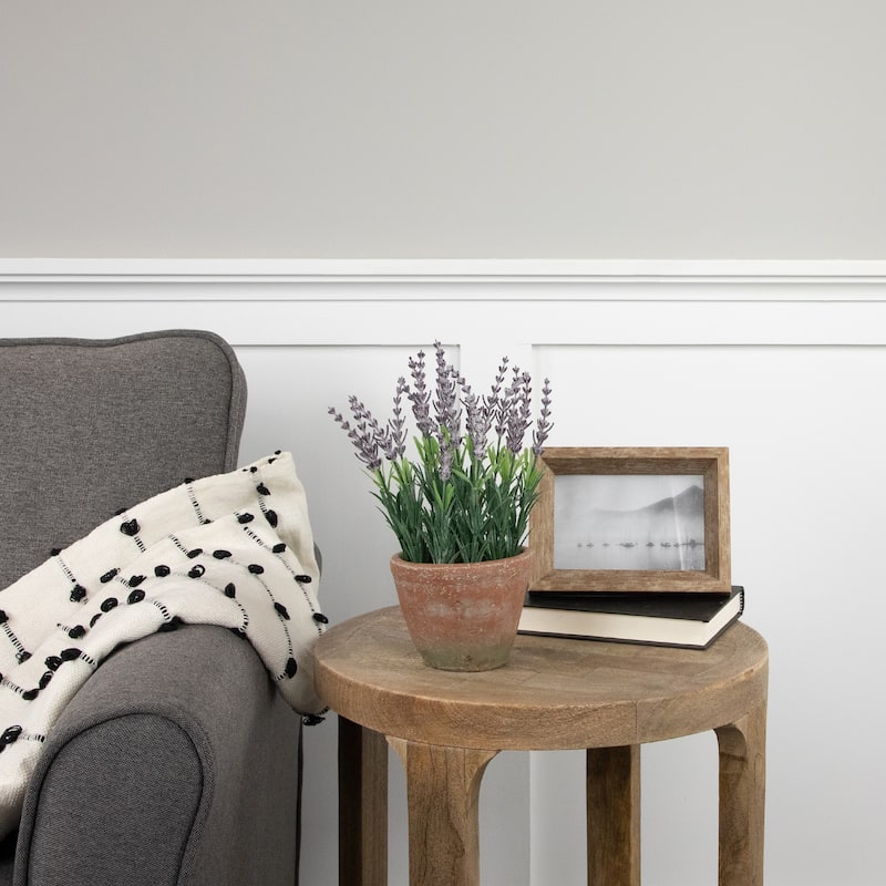 Artificial Lavender and Leaves in Weathered Pot - 10"