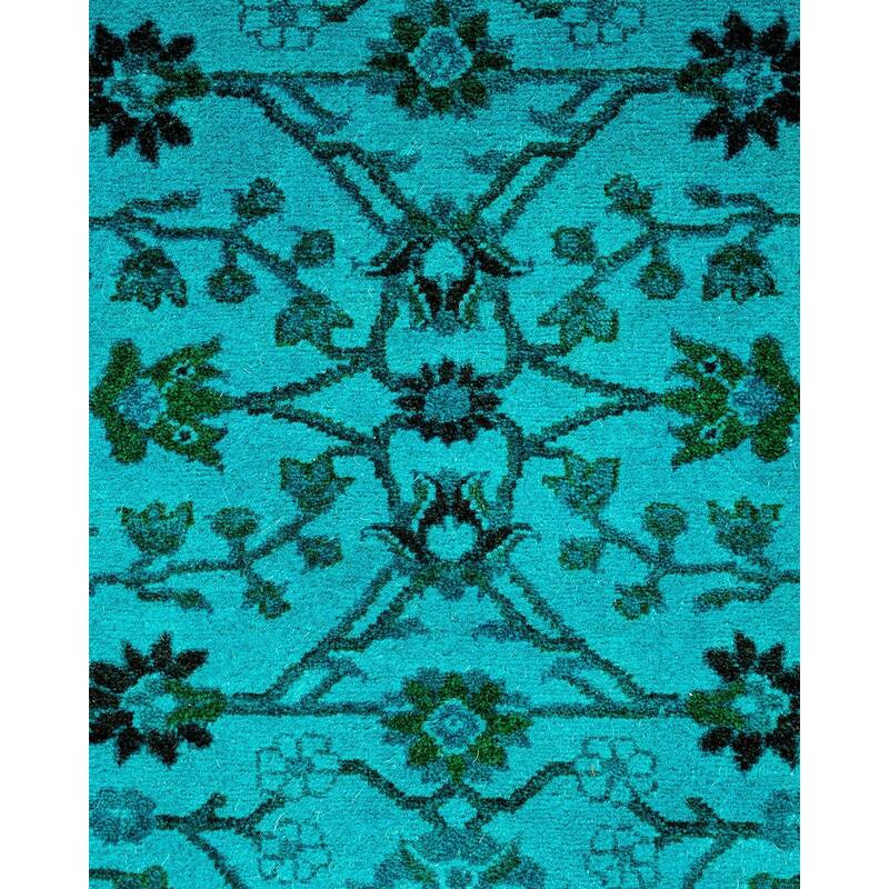 Overton Hand Knotted Wool Vintage Inspired Modern Contemporary Overdyed Blue Area Rug - 2' 9" x 4' 4"