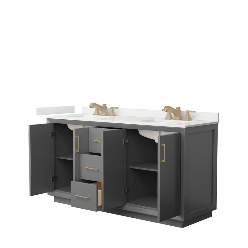 Strada 66-inch Double Vanity, Quartz Top
