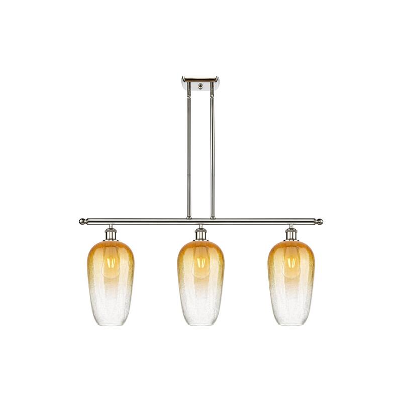 Innovations Lighting Endless Possibilities Ballston - Brookhaven Flute - 3 Light 36" Stem Hung Island Light - Polished Nickel/Amber