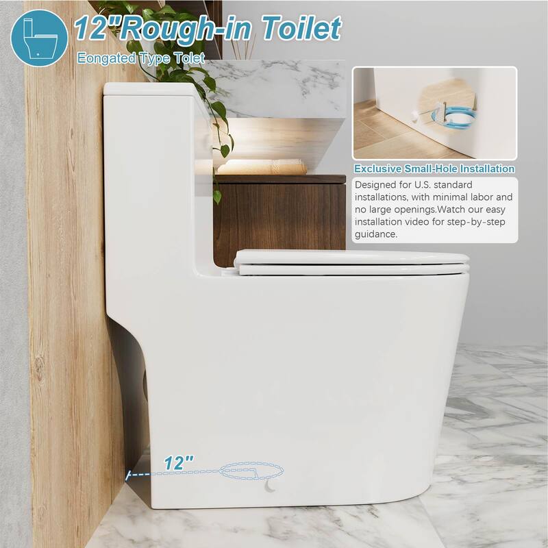 GIVING TREE 1.1/1.6 GPF High Efficiency Dual Flush Elongated Toilet in Gloss White