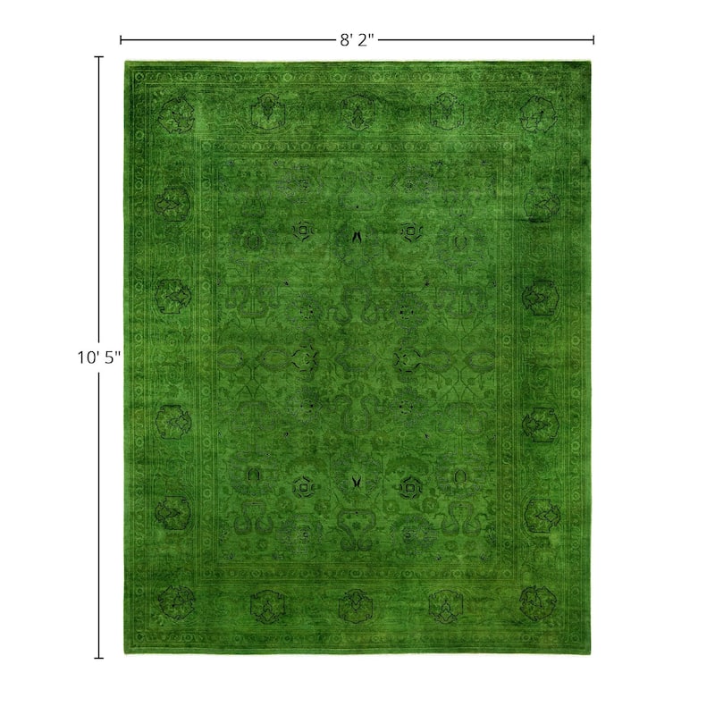 Overdyed One-of-a-Kind Hand-Knotted Area Rug - Green - 8' 2" x 10' 5"