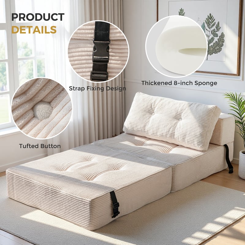 Corduroy Foam Folding Sofa Bed,6inch floor mattress