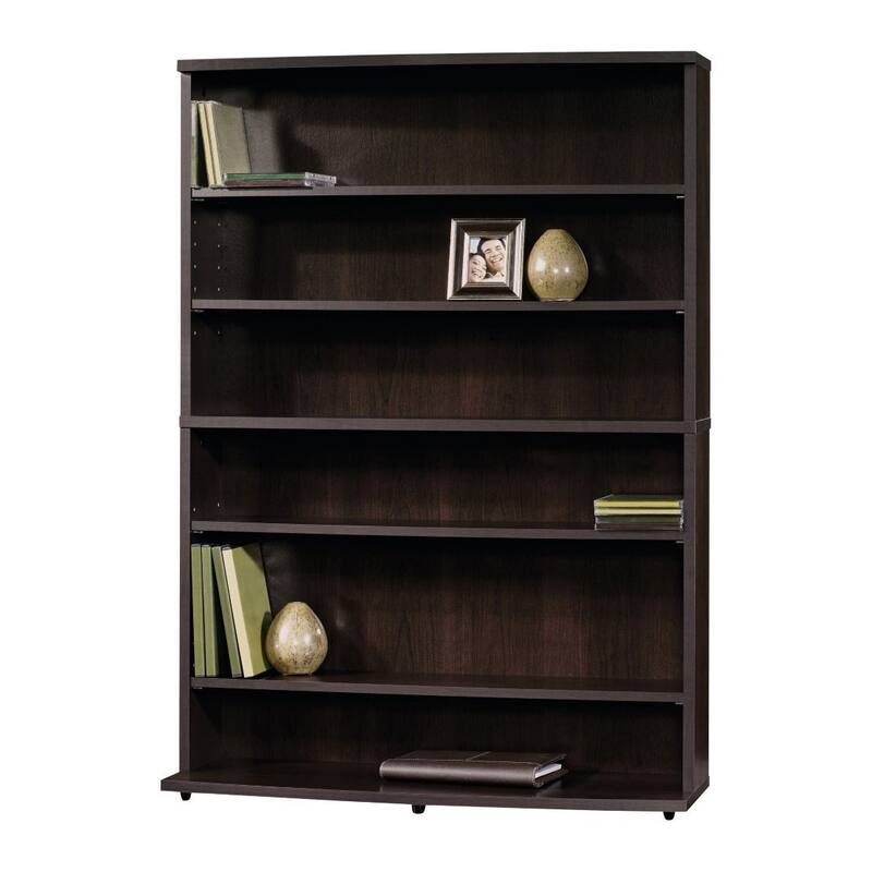 Contemporary 6-Shelf Bookcase Multimedia Storage Rack Tower in Cinnamon Cherry FInish - 29.5 x 9.4 x 40.8 inches