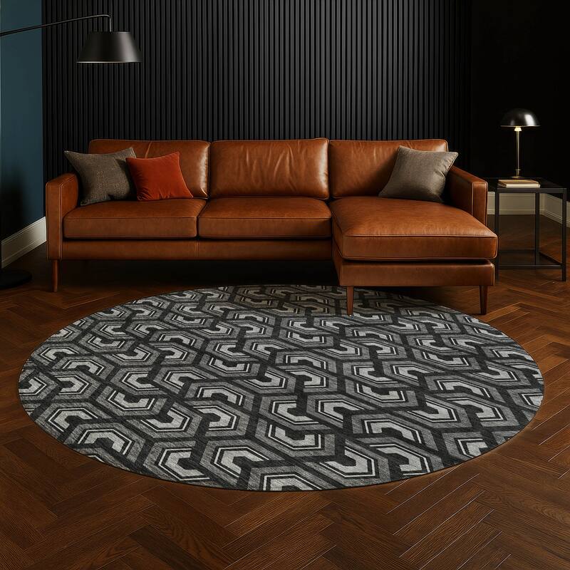 Machine Washable Indoor/ Outdoor Modern Zoa Chantille Rug