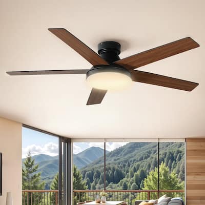 Moasis 52" Flush Mount 5 Blades Ceiling Fans with Light and Remote Control