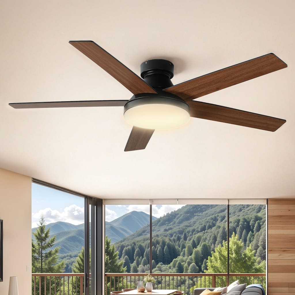 Moasis 52" Flush Mount 5 Blades Ceiling Fans with Light and Remote Control