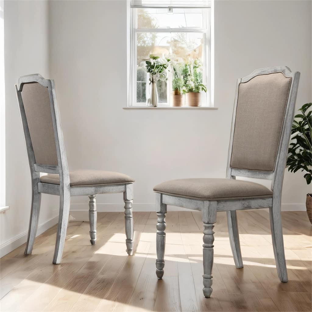 Turned Leg Wood Dining Chair, Set of 2