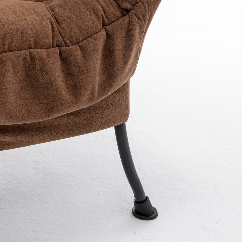 Velvet Recliner Chair with Matching Ottoman, Upholstered Accent Chair Armchair, Lounge Chaise Chair with Footrest
