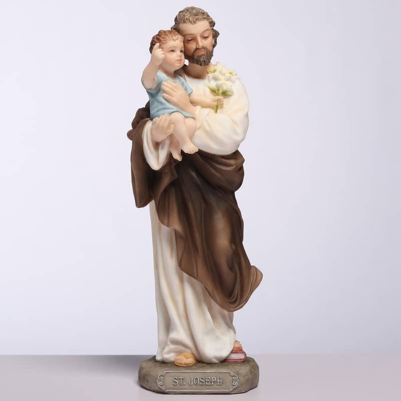 6.3 inches Height Polyresin Saint Joseph Holding Baby Jesus Multicolor Finish Figurine