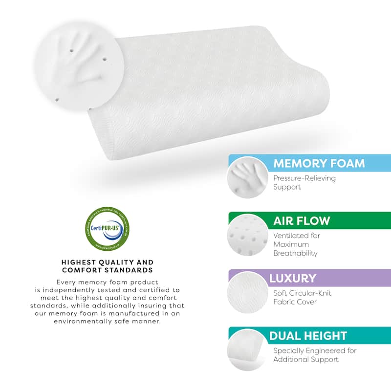 Bodipedic Classics Contour Memory Foam Bed Pillow - White
