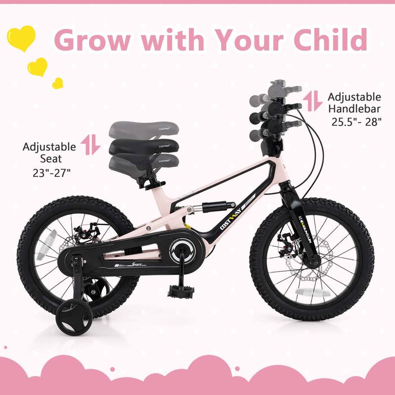 Costway 16 Inch Children Bicycle with Training Wheels & Double Disc - See Details