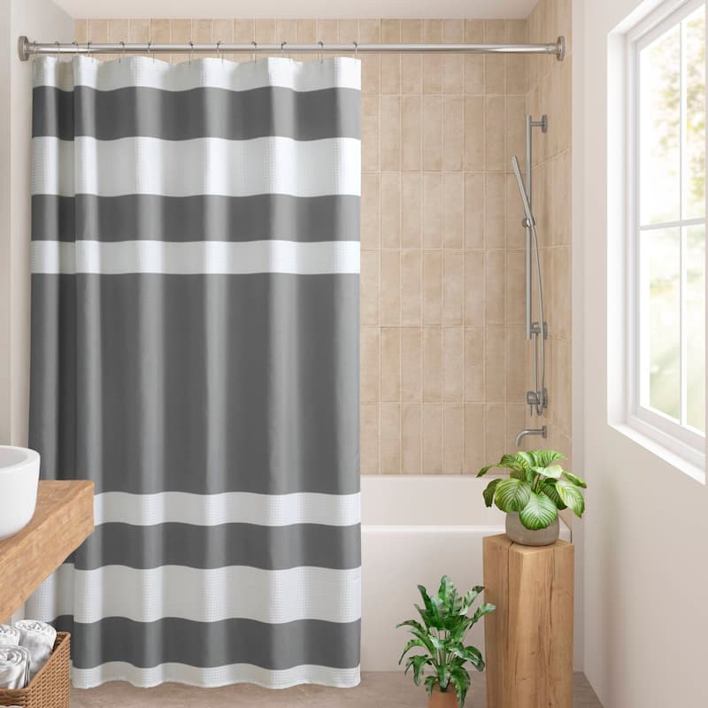 Madison Park Spa Waffle Shower Curtain with 3M Treatment - 72x84" - Charcoal