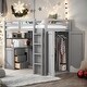 preview thumbnail 1 of 17, Elegant Twin size Loft Bed with Drawers, Desk and Wardrobe, Health and Comfort, Sturdy Construction & Safety Guaranteed, Grey Grey