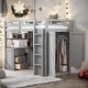 preview thumbnail 21 of 56, Twin size Loft Bed with Drawers, Desk and Wardrobe, Space-saving, White