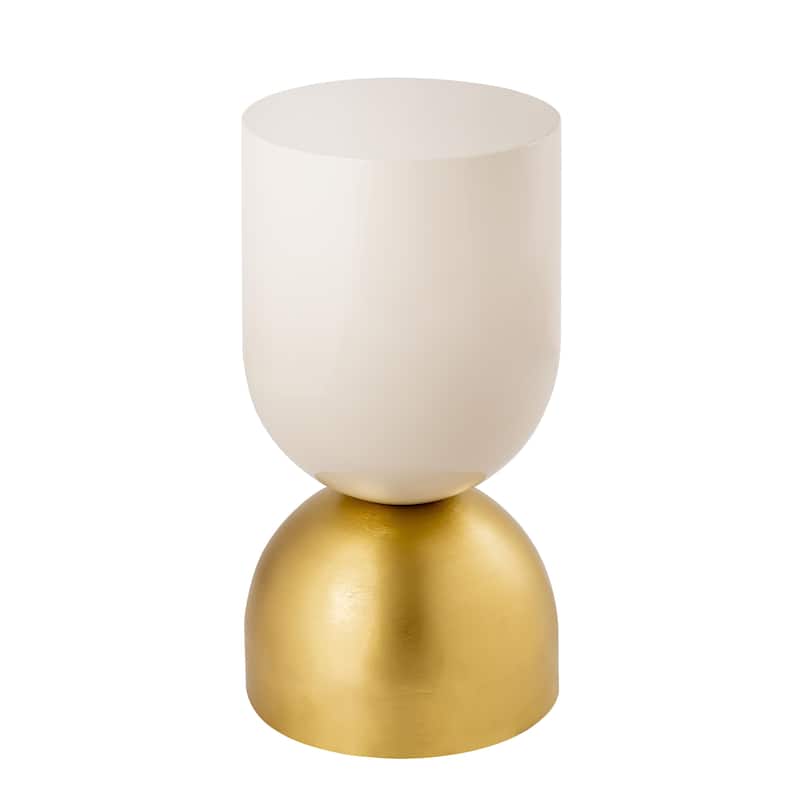 Pasargad Home Calista Brass Finish Round Side Table, Gold/Ivory - W10.25"xD10.25"xH20"