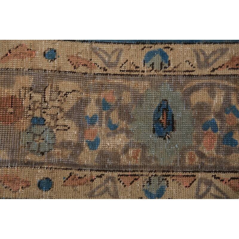 Distressed Blue Tabriz Persian Area Rug Hand-Knotted Wool Carpet - 8'1"x 11'0"