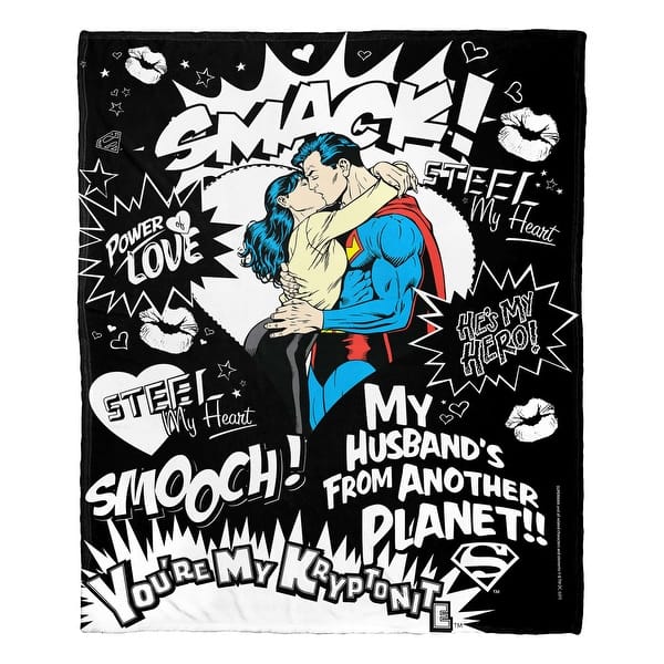 slide 2 of 5, Warner Brothers Superman Many Kisses Silk Touch Throw Blanket