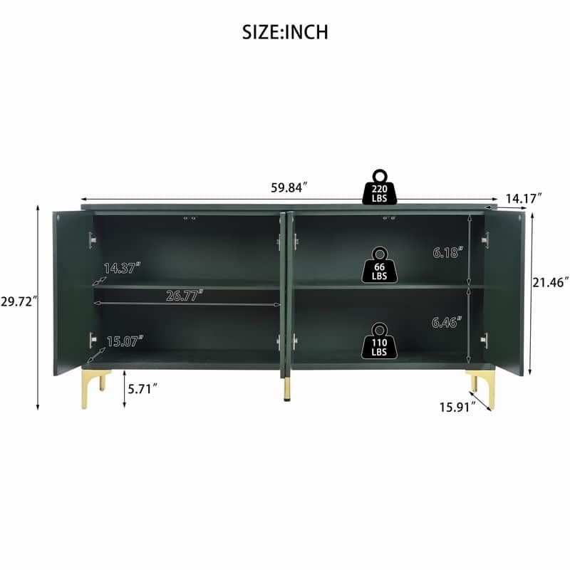 59.84" Wood Buffet Cabinet with Storage Modern Sideboard for Organized Living Spaces