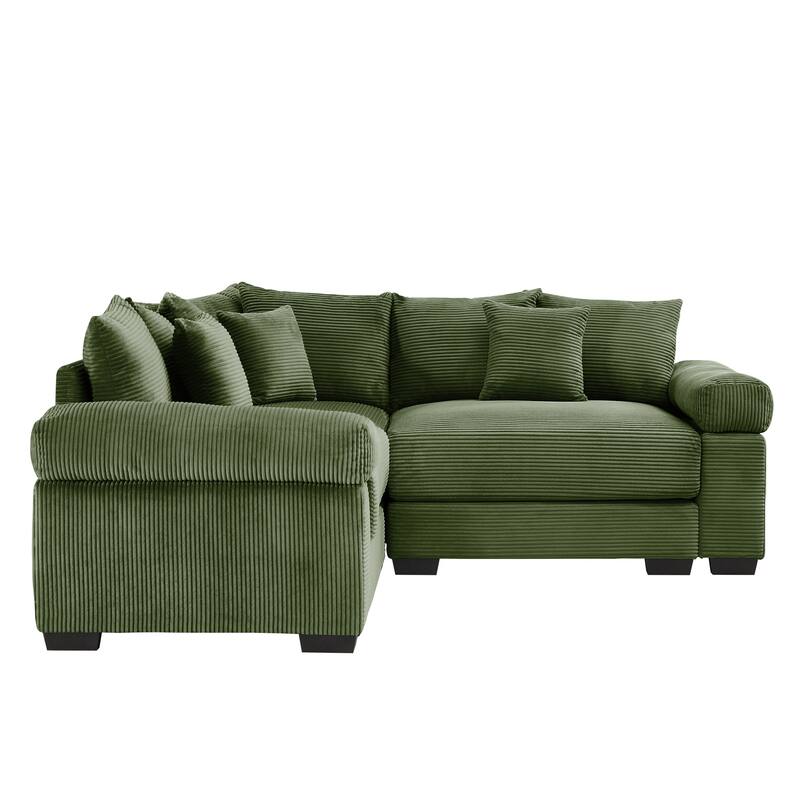 GDFStudio - Corduroy L-Shaped 3-Seater 79.1" Cloud Modular Sectional Couch