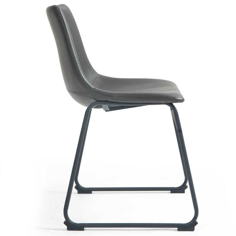 Adan Iron Frame Faux Leather Dining Chair (Set of 2)