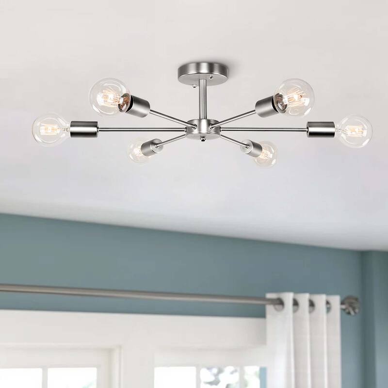 6 - Light Modern Metal Sputnik Semi-Flush Mount Lighting