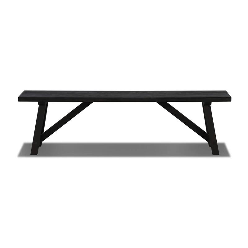 Cascais Solid Wood Bench with Farmhouse Base - Black Oak