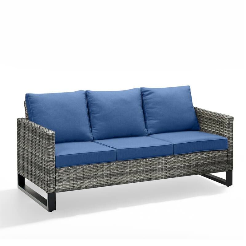 3-Seat Outdoor Patio Couch Patio Wicker Sofa