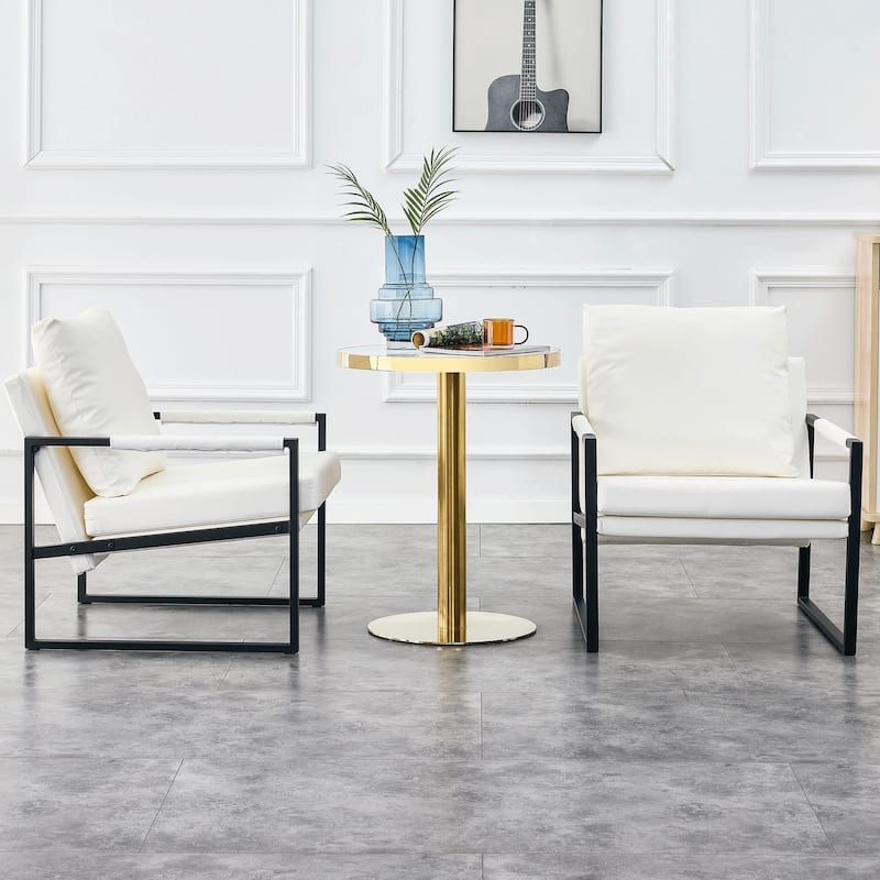 Ouyessir Set of 2 Modern Velvet Accent Chair Linen Sling ArmChair