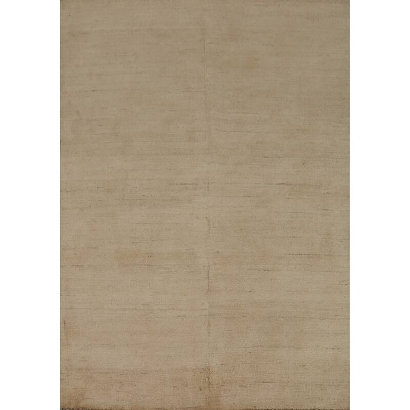 Gabbeh Oriental Area Rug Hand-Knotted Modern Beige Wool Carpet - 4'8" x 6'6"