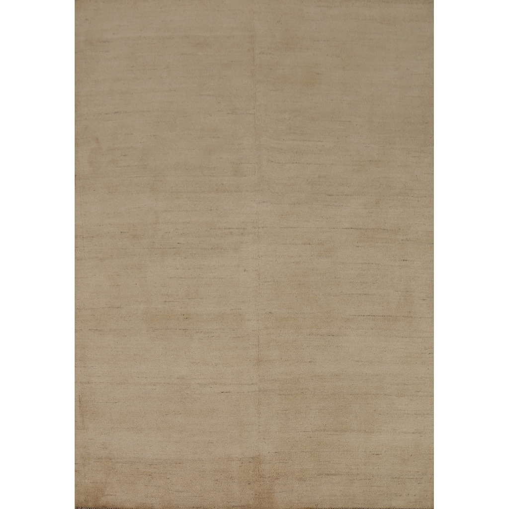 Gabbeh Oriental Area Rug Hand-Knotted Modern Beige Wool Carpet - 4'8" x 6'6"