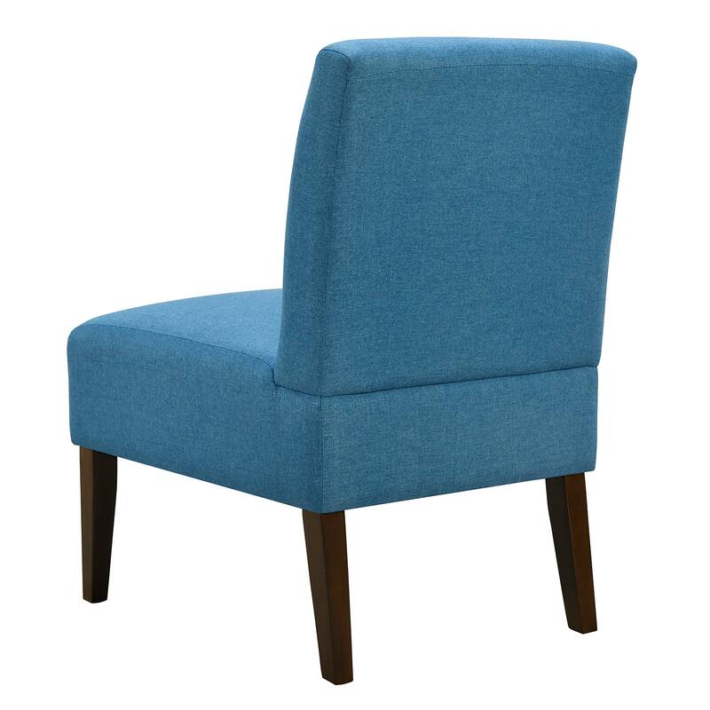 Blue Modern Armless Accent Chair - Tufted Upholstery, Wood Legs, Horizontal Back, Multi-Scene Fabric Side Chair