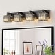 preview thumbnail 82 of 93, 2/3/4/5 Light Bathroom Vanity Light Wall Sconce with Crystal Shade 27.6 - Black