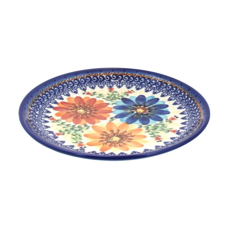 Blue Rose Polish Pottery Vena Dessert Plate - Autumn Burst
