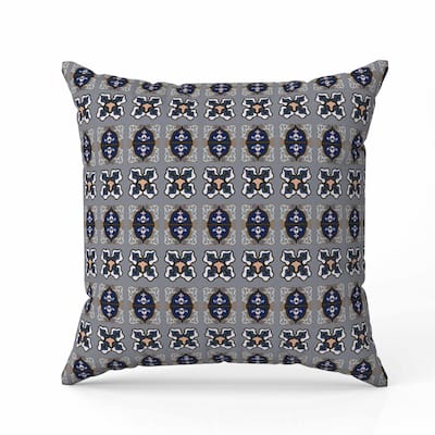 Darbari Dynasty Faux Suede Reversible Throw Pillow Blue and Gray