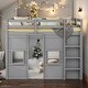 preview thumbnail 1 of 16, Twin Loft Bed with Wardrobe & Windows - Gray Grey