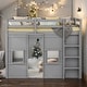 preview thumbnail 2 of 16, Wood Twin Size Loft Bed with Built-in Storage Wardrobe and 2 Windows - Perfect for Play and Sleep - Gray