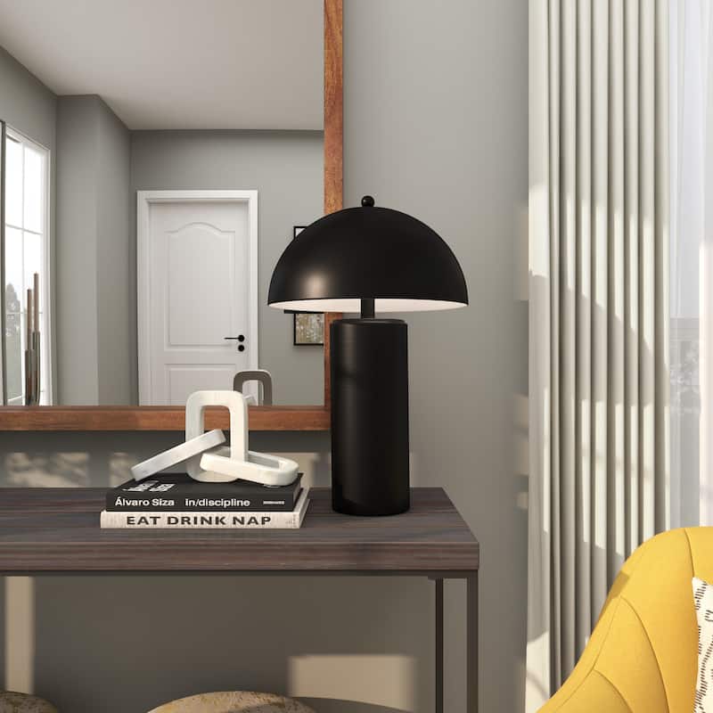 Gold or Black Metal Room Accent Lamp with Dome Shade