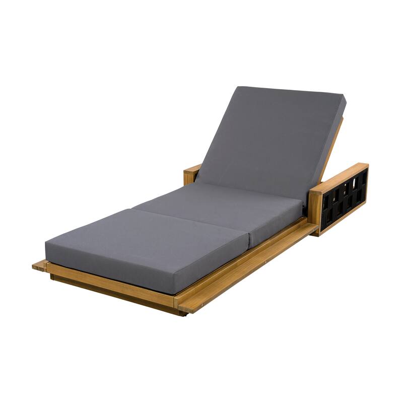 Christopher Knight Home - Modern Outdoor Acacia Wood Tri-Fold Chaise Lounge with Rope Accents & Water-Resistant Foam Headrest