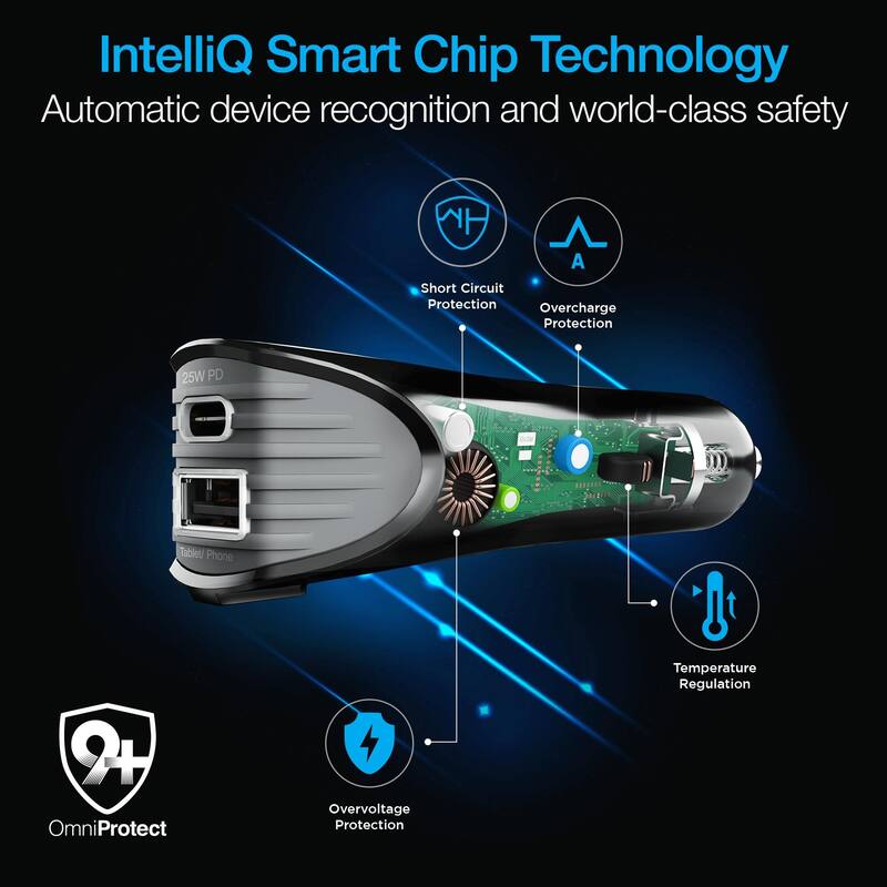 Naztech N420 PD25W+2.4A Car Charger + C - C Cable 4Ft