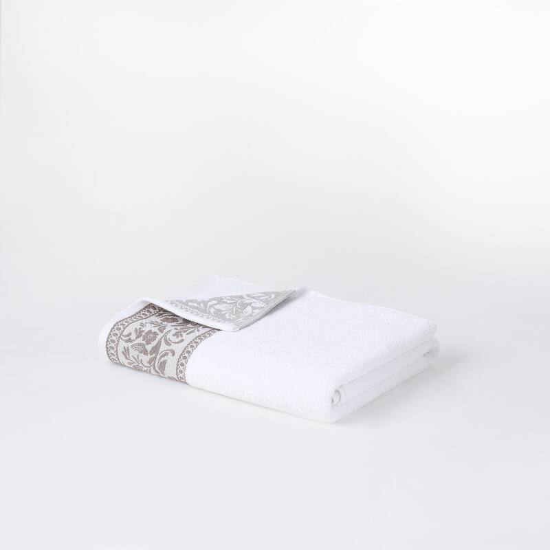 Modern Threads 6-Piece Jacquard Border Towel Set Allie - 100% Cotton, Bath, Hand & Washcloths - Elegant Floral Border