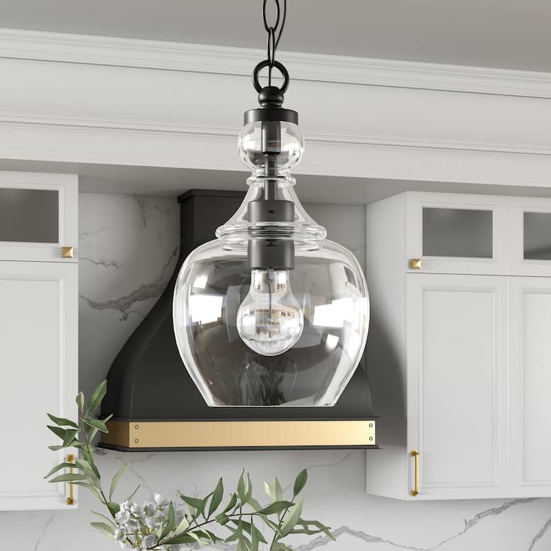 Verona Pendant - 7" - 7" Blackened Bronze with Clear Glass Shade