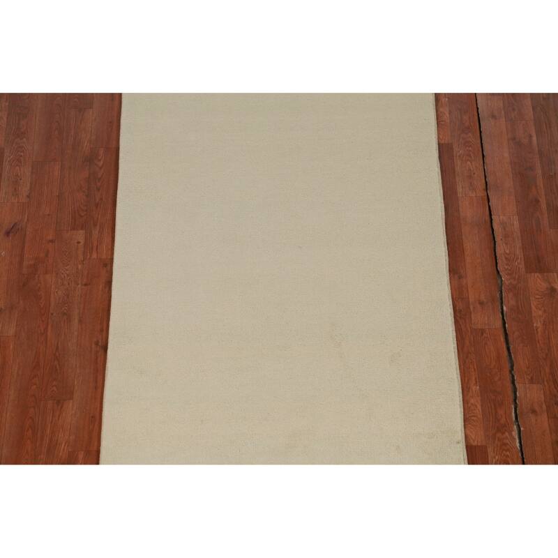 Hand Knotted Oriental 100% Wool Carpet Modern Solid Green Gabbeh Runner Rug - 9' 10'' X 3' 2''