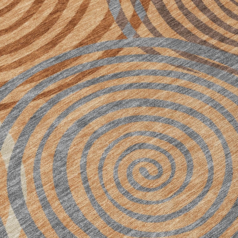 Machine Washable Indoor/ Outdoor Contemporary Swirls Chantille Rug