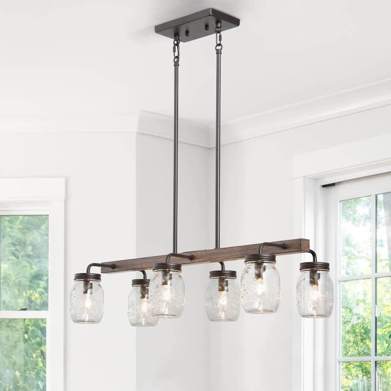 Modern Farmhouse 6-Light Chandelier Kitchen Island Light for Dining Room - L27.5" x W11"x H 71.5"