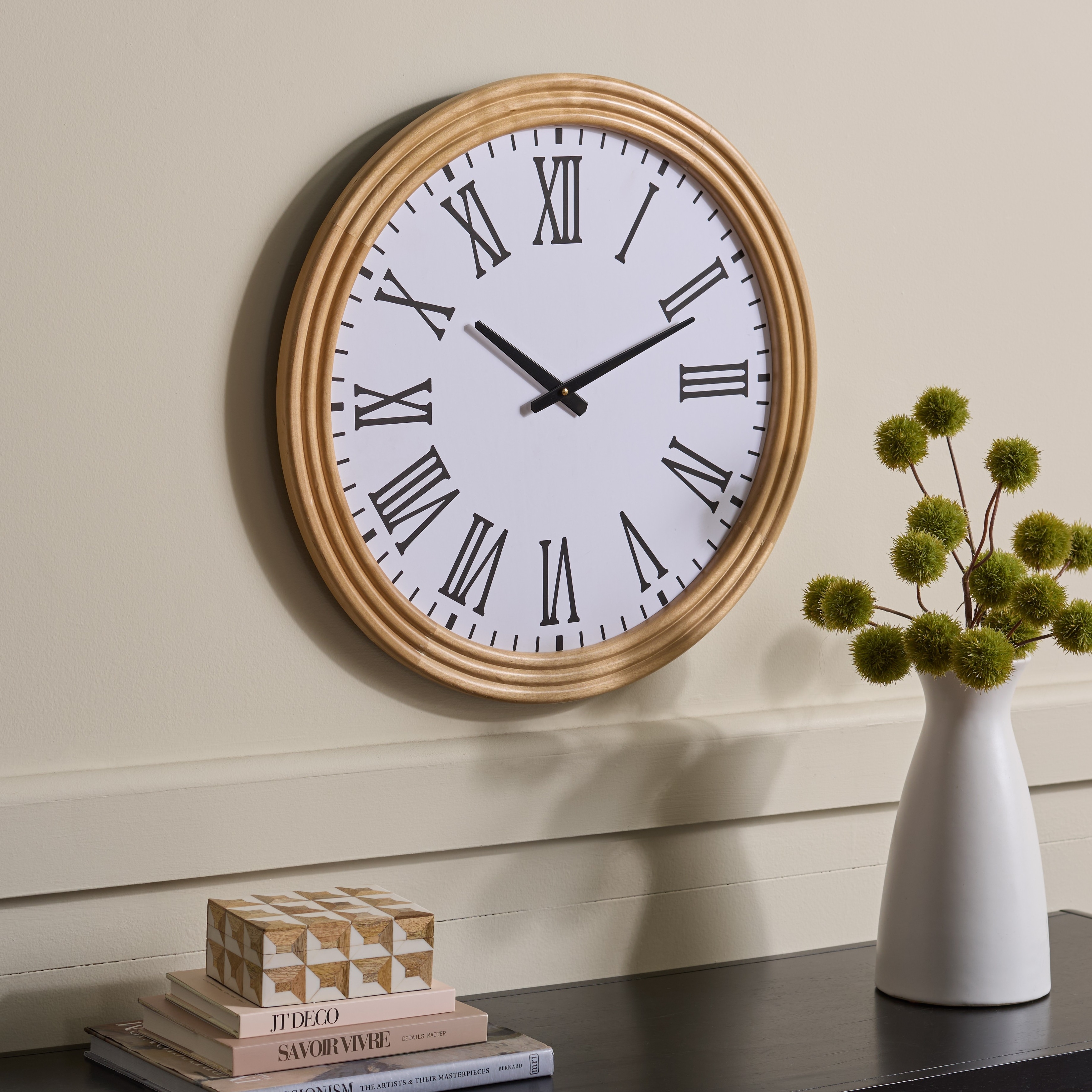SEI Furniture Parvin Wood Clock - 22"W x 1"D x 22"H