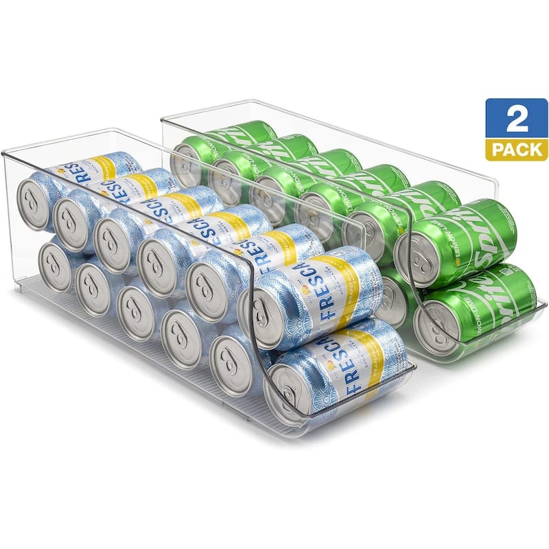 Sorbus Soda Can Organizer for Refrigerator Can Holder, Holds 12 Cans, BPA-Free, Clear Design 2-Pack