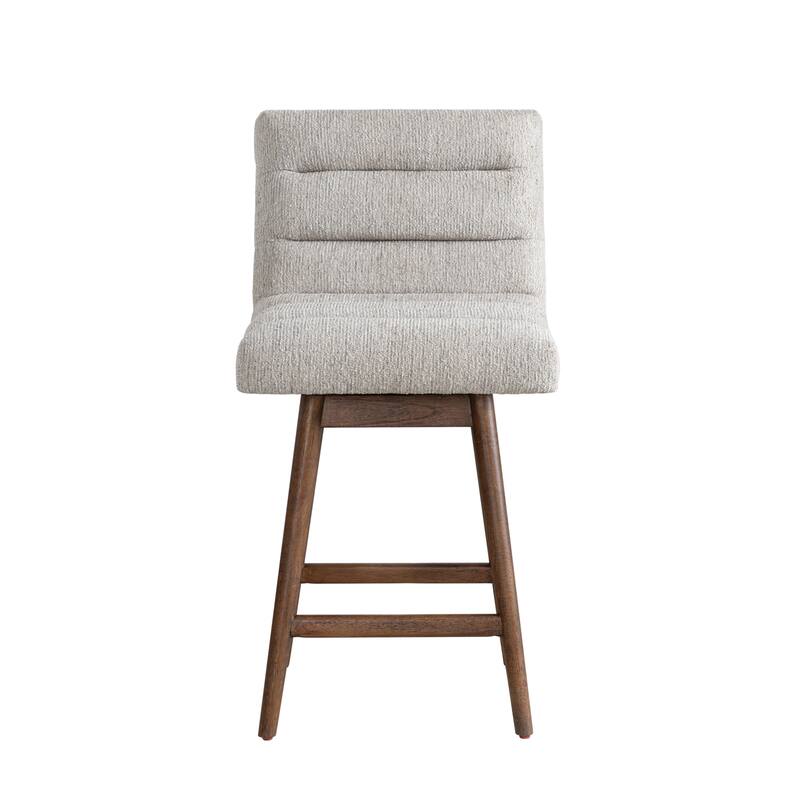 Elias Modern Swivel Bar Stool, Upholstered Counter Stool with Solid Wood Frame