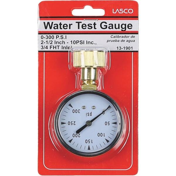LASCO 13-1901 Metal Water Test Gauge 300 PSI with Adapter to Hose Thread LASCO 13-1901 Metal Water Test Gauge 300 PSI with Adapter to Hose Thread