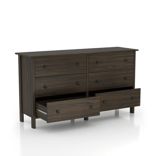 Marcello Contemporary 56-inch Wide Dresser with 3 or 6 Drawers by Furniture of America - Wenge - 6-drawer Marcello Contemporary 56-inch Wide Dresser with 3 or 6 Drawers by Furniture of America - Wenge - 6-drawer